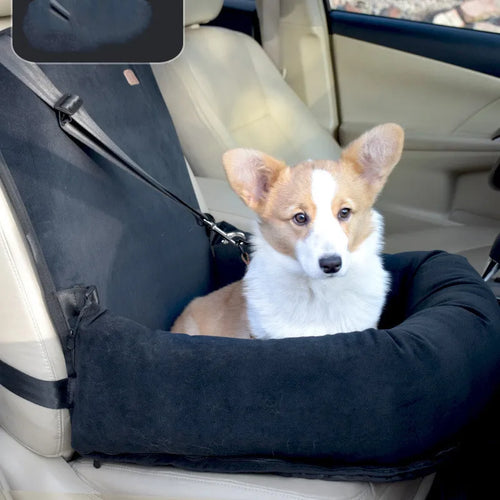 Hundesitz im Auto – Sicherheits-Sitz für Hunde mit Riemen und Weichem Polster