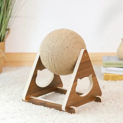 Katzen Kratzball 360° – Innovativer Kratzbaum Mit Drehbarem Sisalball  Stabilem Holzgestell