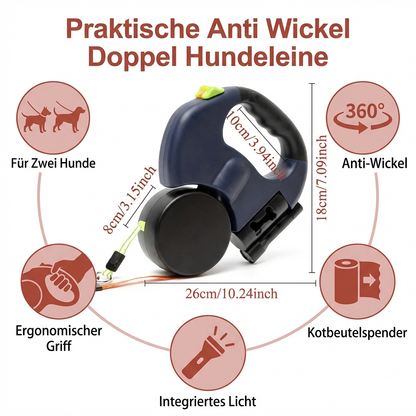 Praktische Anti Wickel Doppel Hundeleine