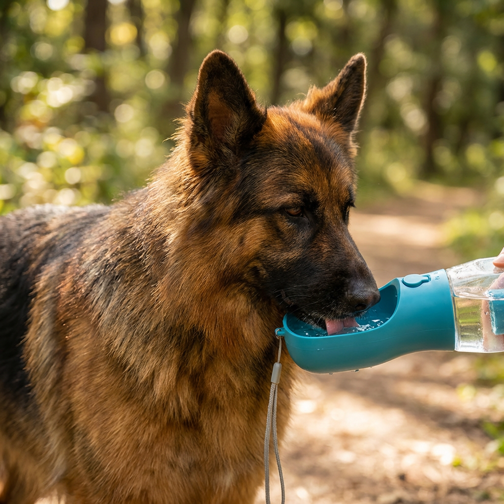 3-in-1 Hunde Trinkflasche – Wasserflasche mit Futterbehälter für unterwegs