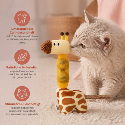 3-in-1 Zahnpflege-Giraffen-Katzenspielzeug – Plüsch, Katzenminze-Bälle & Natürlicher Kaustab