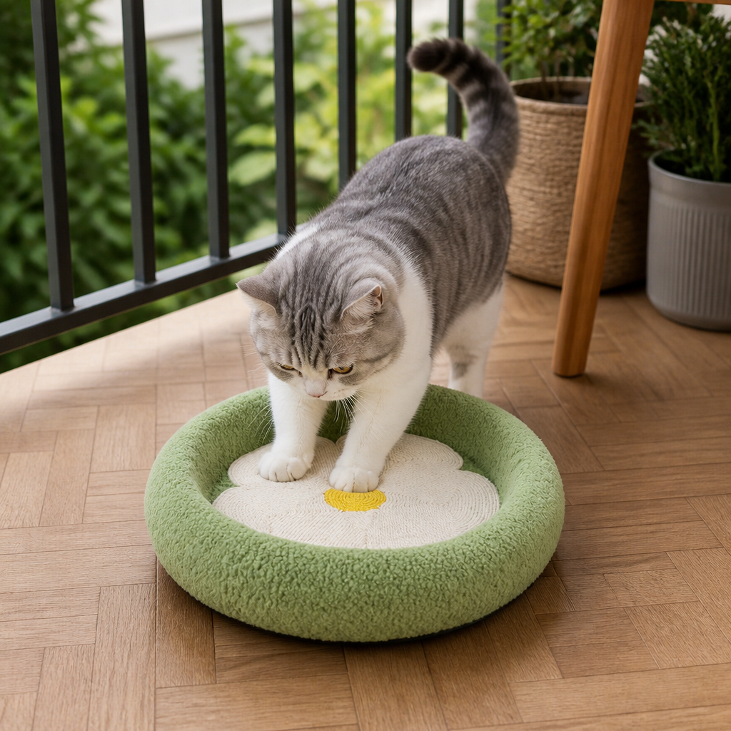 Blumen-Kratzbaum für Katzen – Gemütliche 2-in-1-Kratz-Lounge