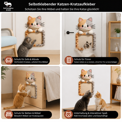 2-in-1 Gewebte selbstklebende Katzen-Kratzmatte & Möbelschutz mit interaktivem Spielzeug