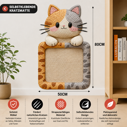 2-in-1 Gewebte selbstklebende Katzen-Kratzmatte & Möbelschutz mit interaktivem Spielzeug