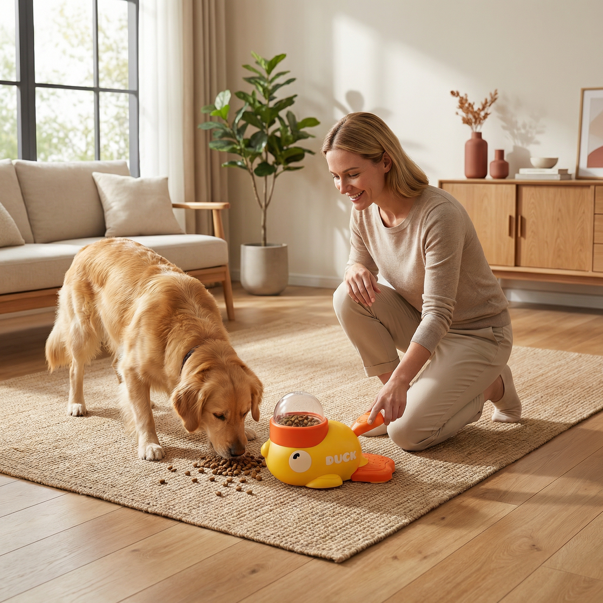 Interaktiver Futterspender für Hunde & Katzen – Slow Feeder Puzzle im Enten-Design
