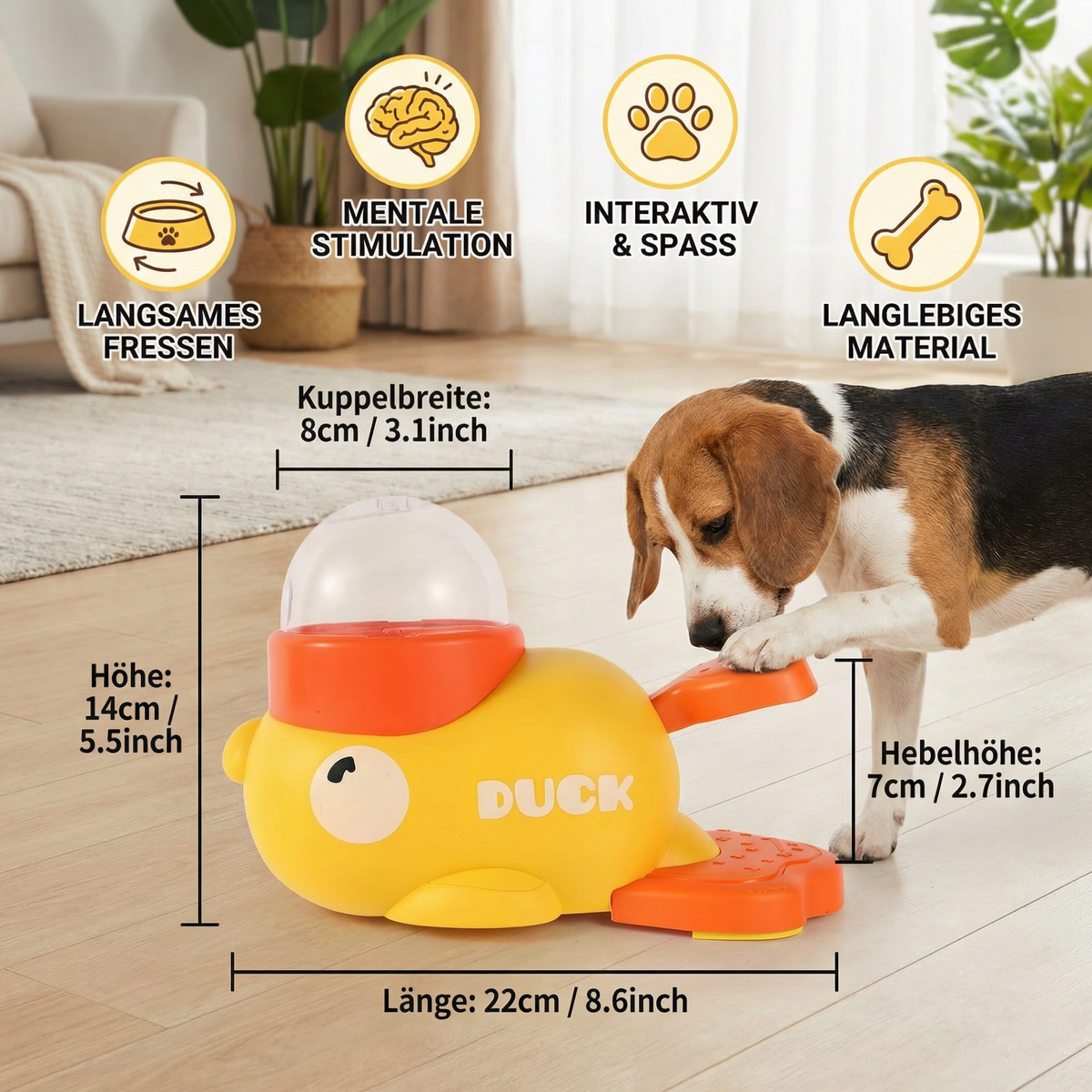 Interaktiver Futterspender für Hunde & Katzen – Slow Feeder Puzzle im Enten-Design