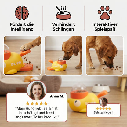 Interaktiver Futterspender für Hunde & Katzen – Slow Feeder Puzzle im Enten-Design