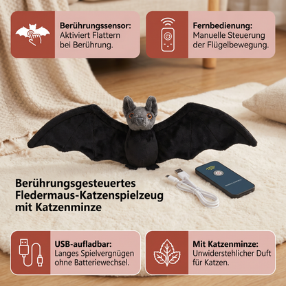 Berührungsgesteuertes Fledermaus-Katzenspielzeug zum Flattern mit Katzenminze