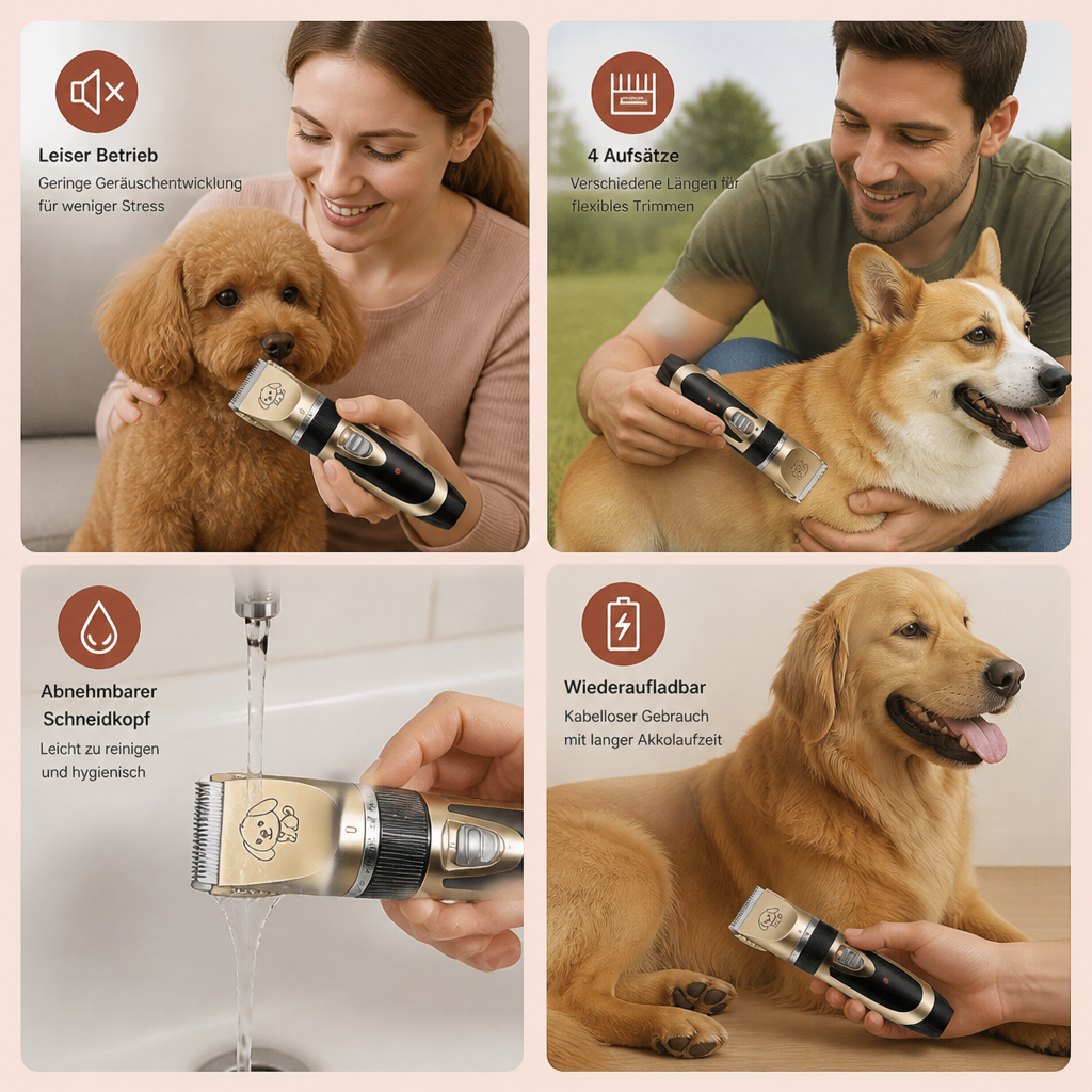 Lautloses Felltrimmer Set für Hunde