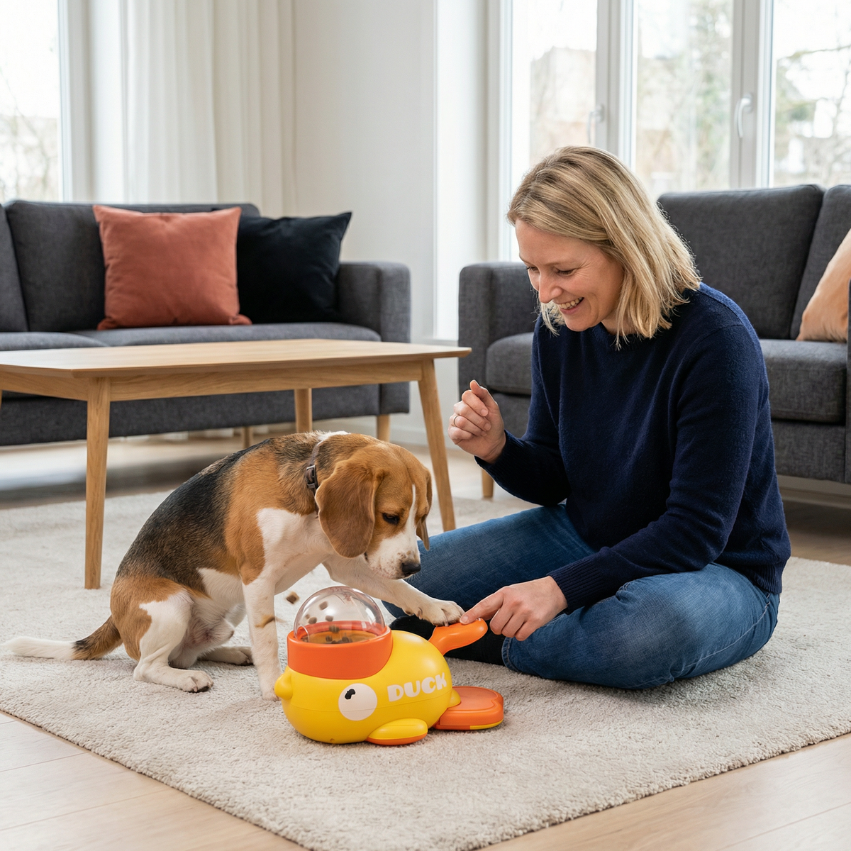 Interaktiver Futterspender für Hunde & Katzen – Slow Feeder Puzzle im Enten-Design