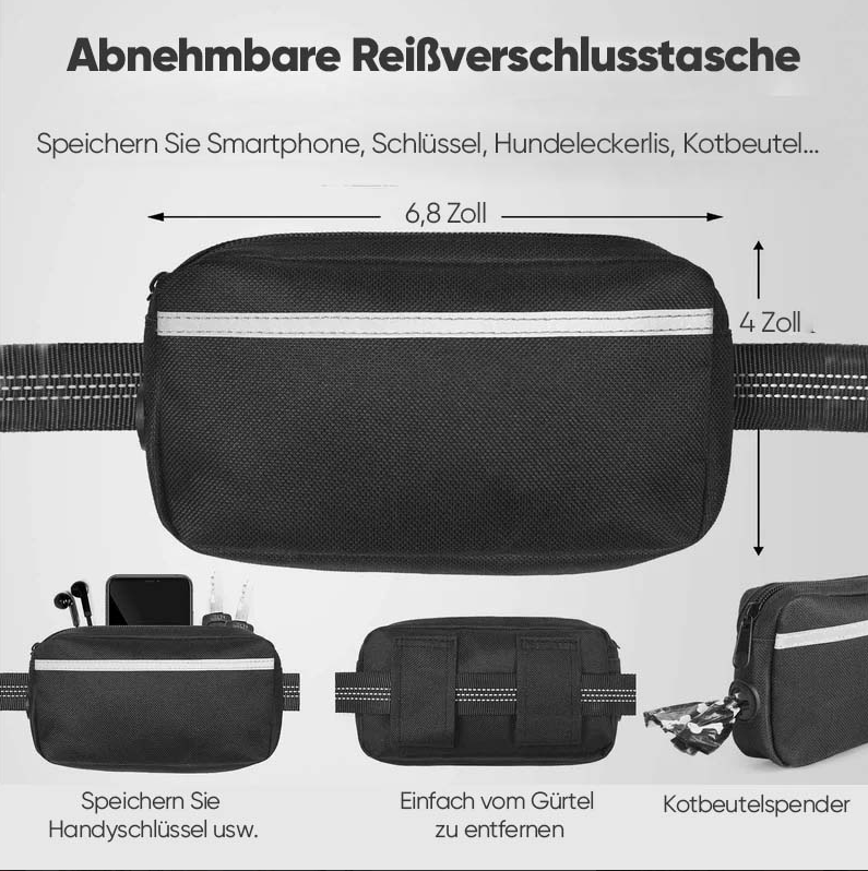 Freihändige Hundeleine mit Bauchtasche