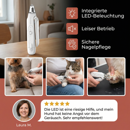 2-in-1 Haustier-Nagelknipser & Trimmer mit LED – Leises Pflegegerät für Hunde & Katzen