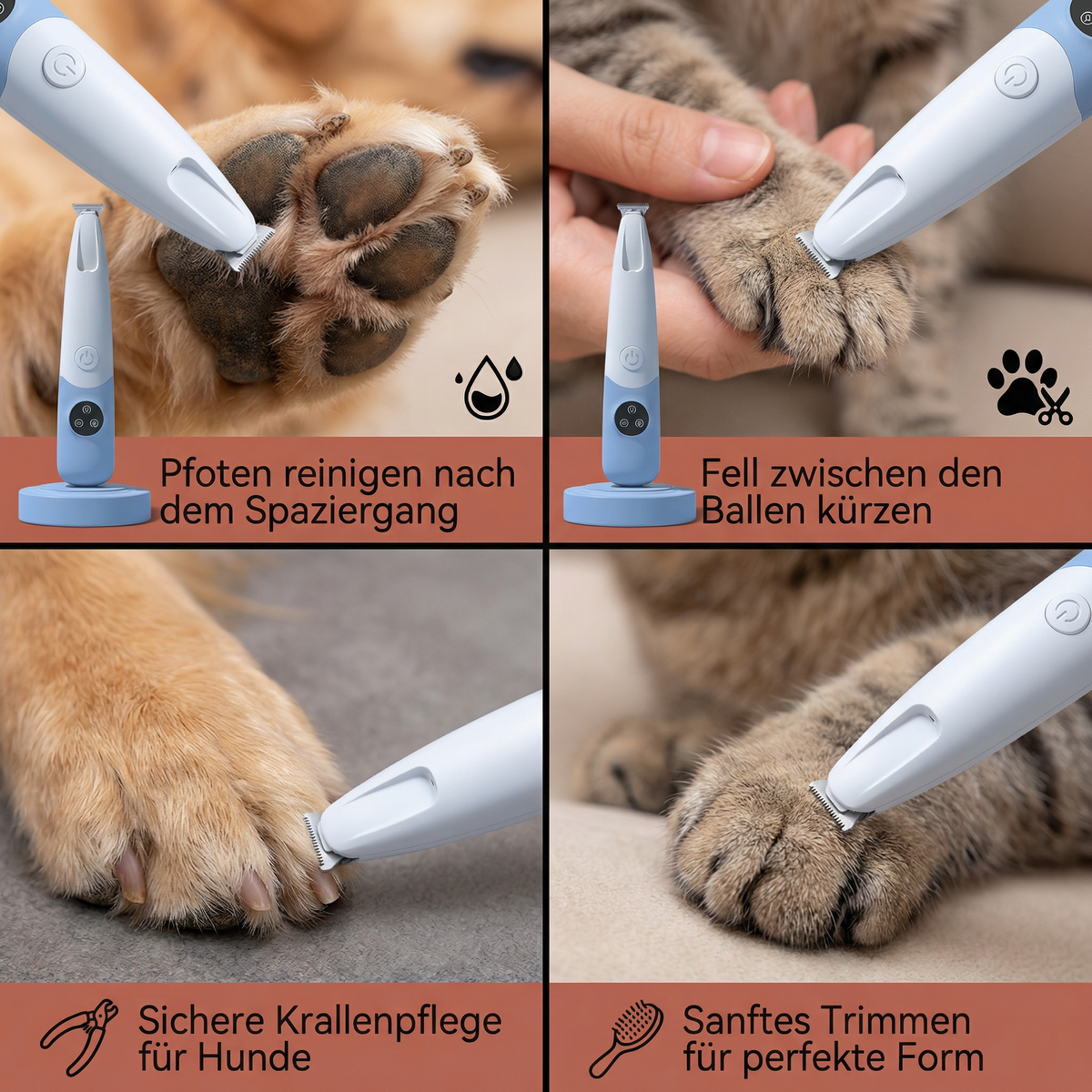 Haustier Pfoten Trimmer – Leiser, kabelloser Grooming Trimmer für Hunde & Katzen