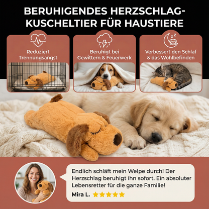 Beruhigendes Herzschlag-Kuscheltier für Haustiere – Angstlindernd & Stressabbauend