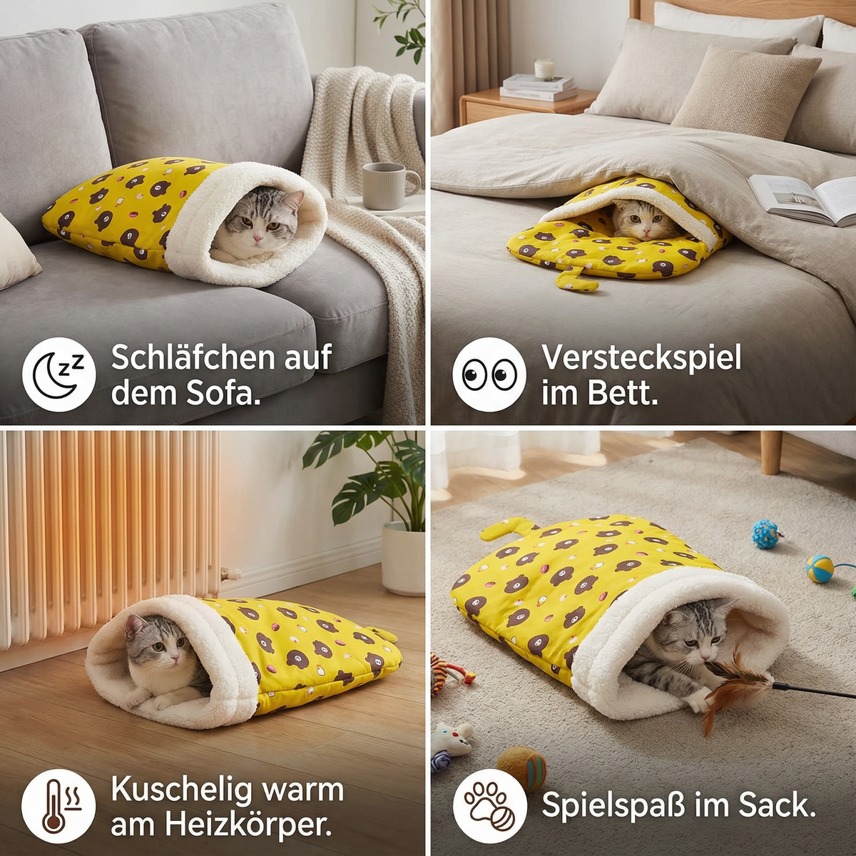 Gemütliches Katzen Schlafsack Kuschelbett