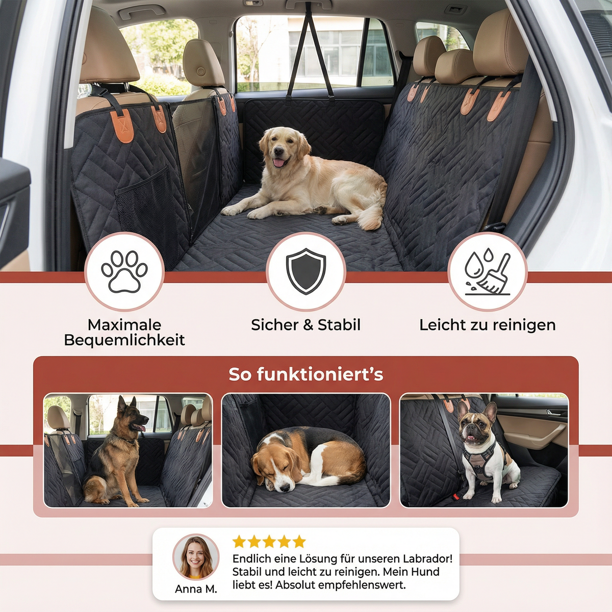 Hartboden-Autositzerweiterung für Hunde