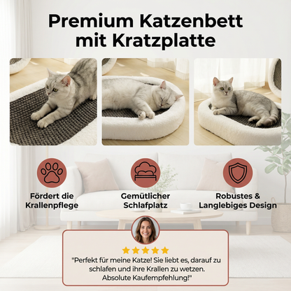 Premium Katzenbett mit Kratzplatte