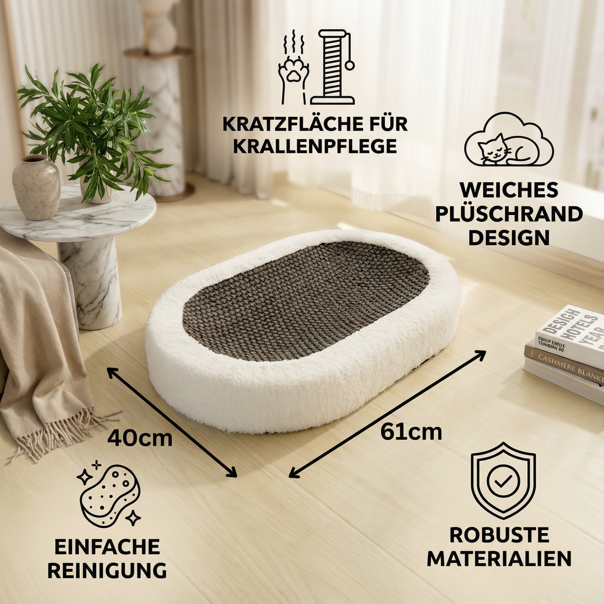 Premium Katzenbett mit Kratzplatte