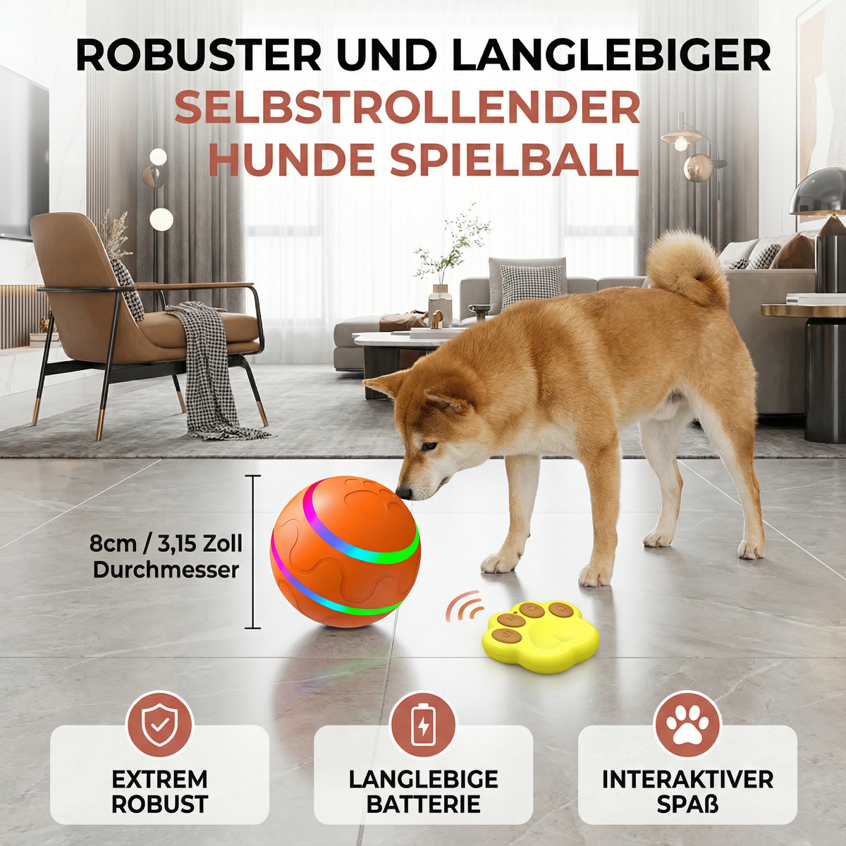 Robuster und Langlebiger Selbstrollender Hunde Spielball