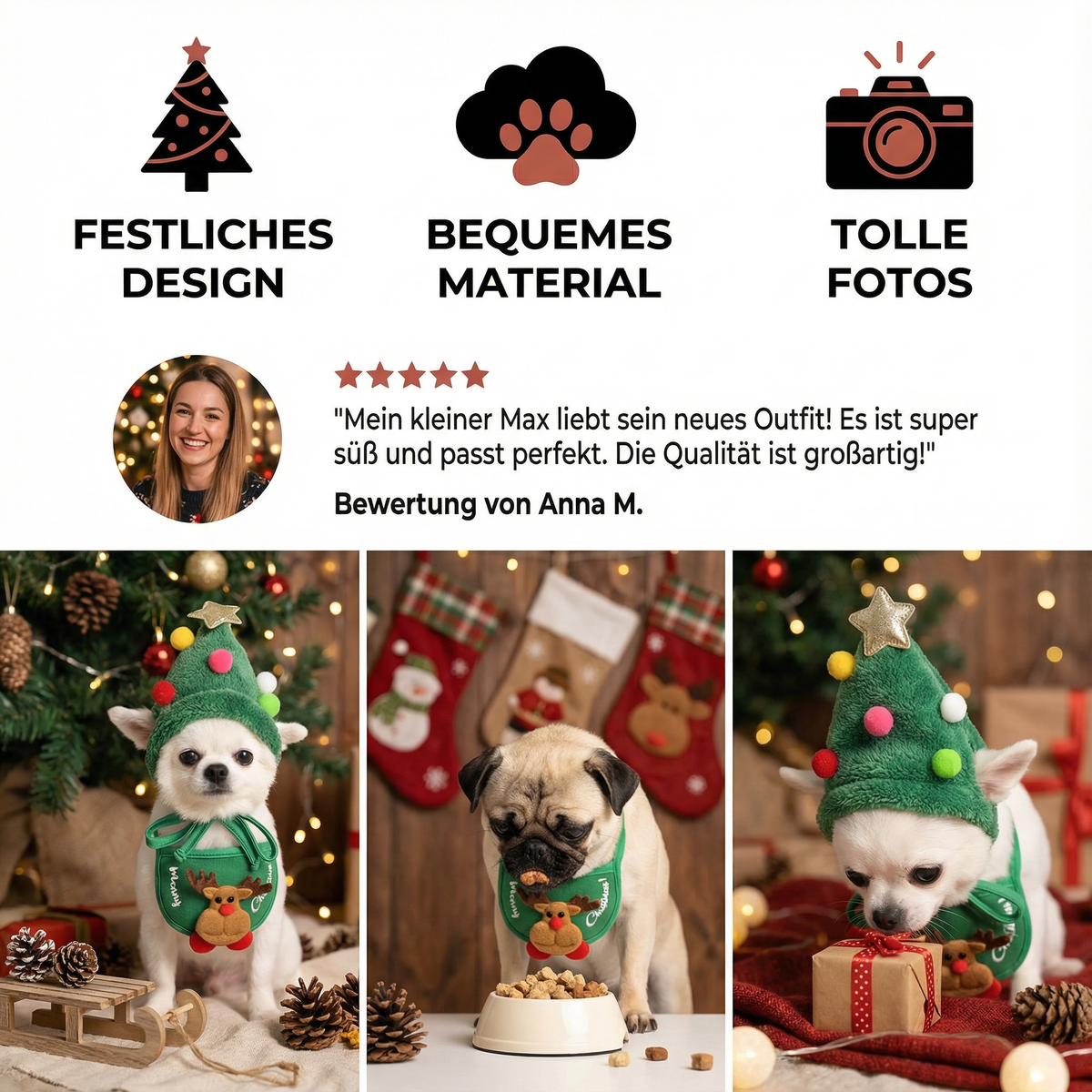Weihnachtliche Hunde Outfits
