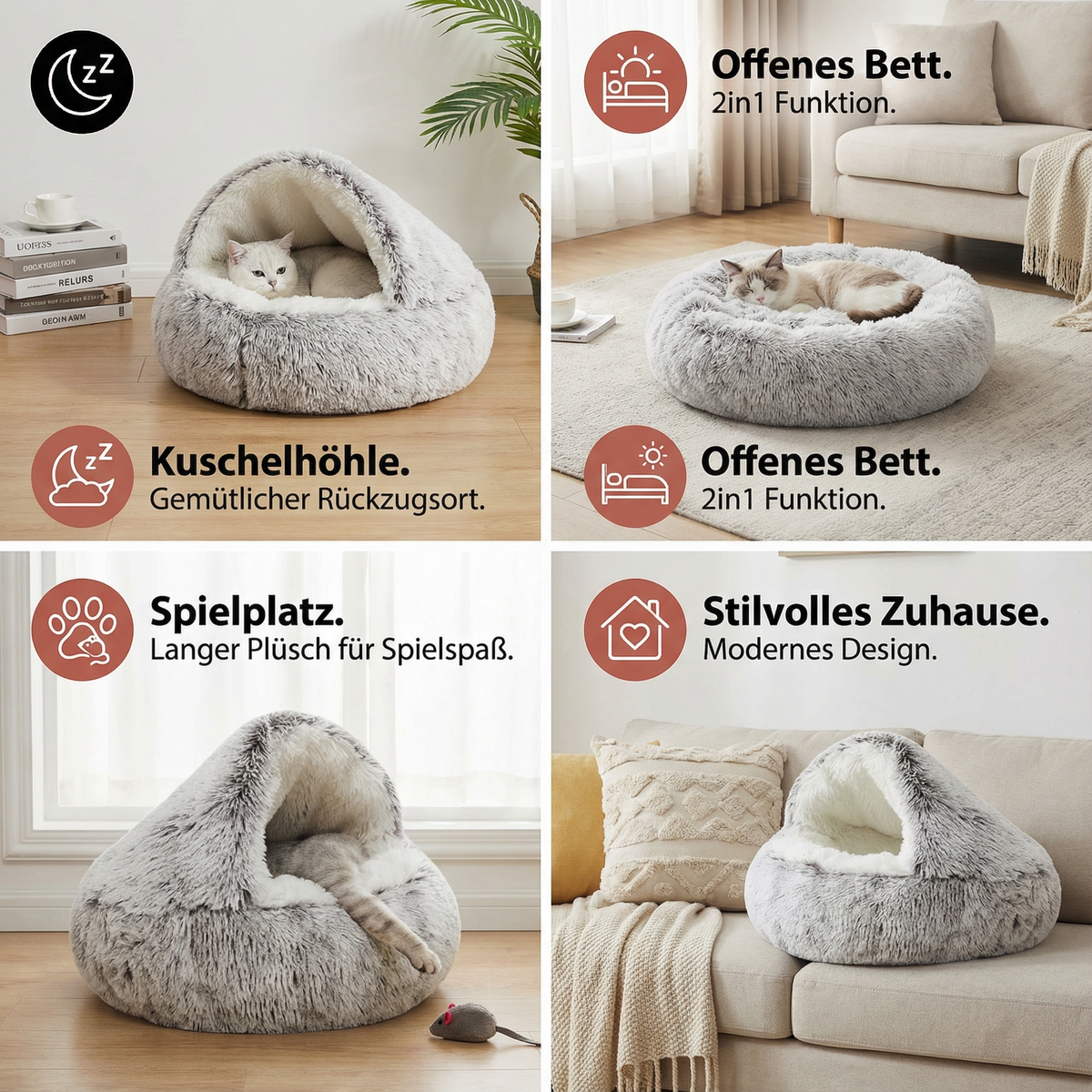 2in1 Katzen Kuschelhöhle