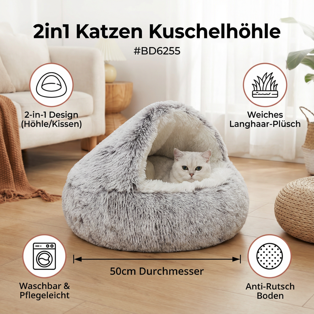 2in1 Katzen Kuschelhöhle
