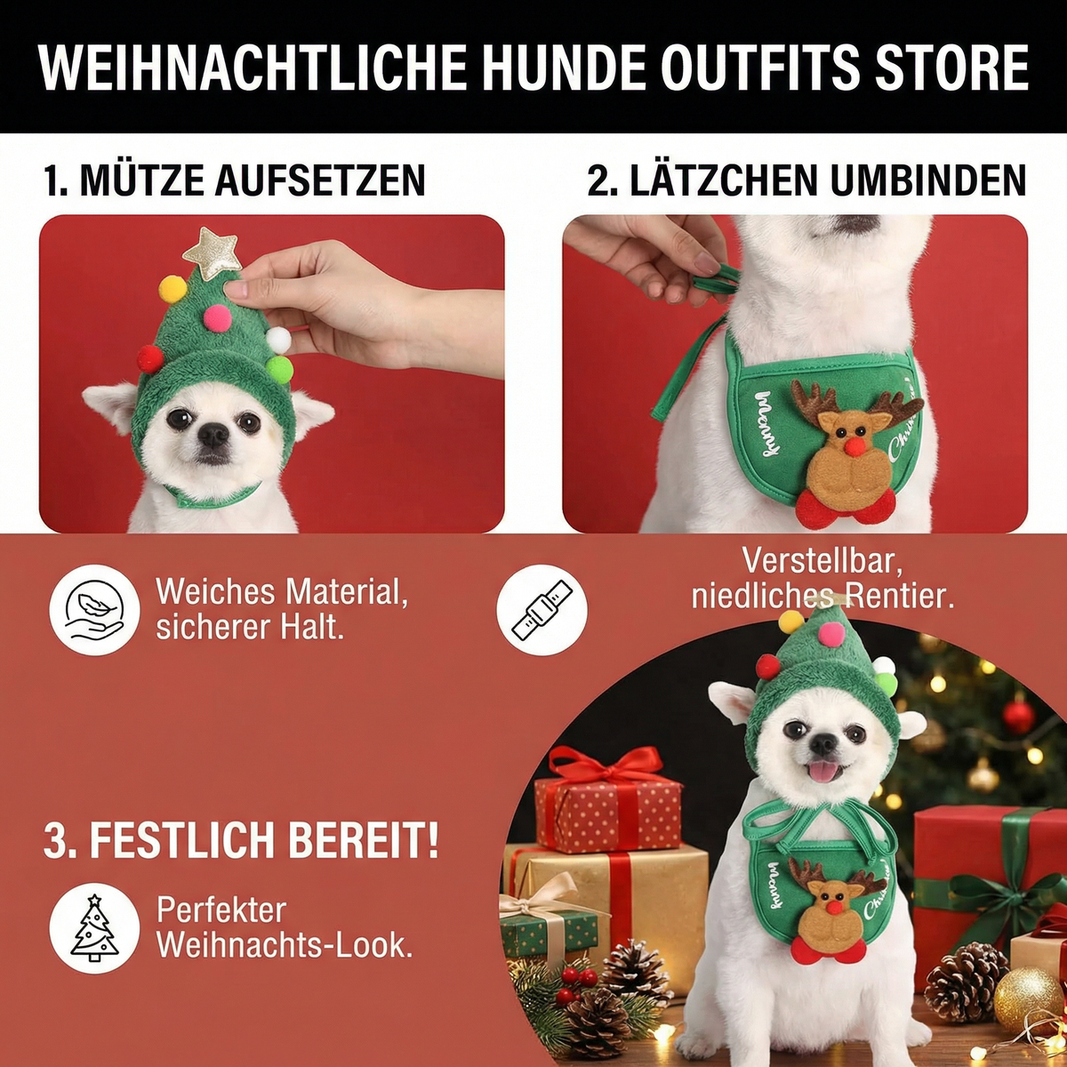 Weihnachtliche Hunde Outfits