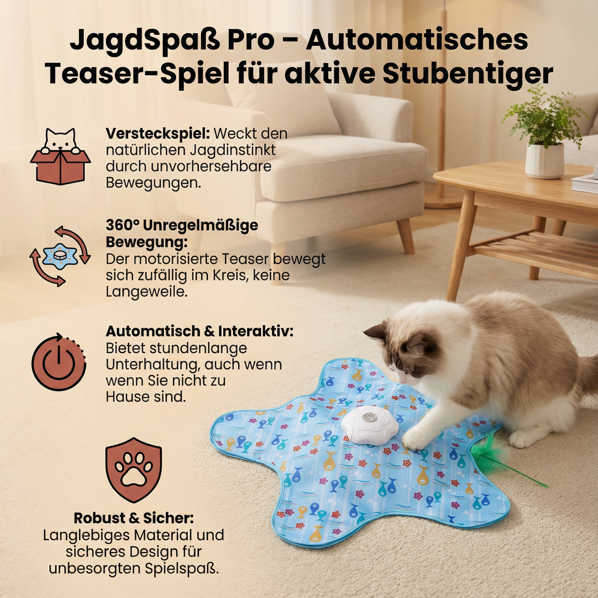 JagdSpaß Pro – Automatisches Teaser-Spiel für aktive Stubentiger