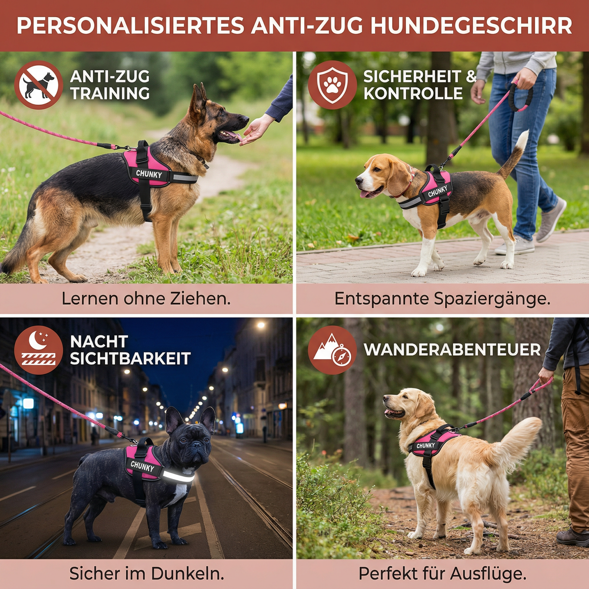 Personaliertes Anti-Zug Hundegeschirr